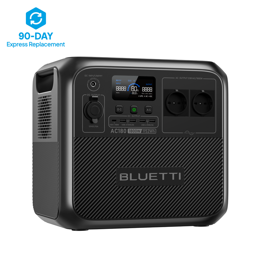 Central Elétrica Portátil BLUETTI AC180 | 1.800W 1.152Wh