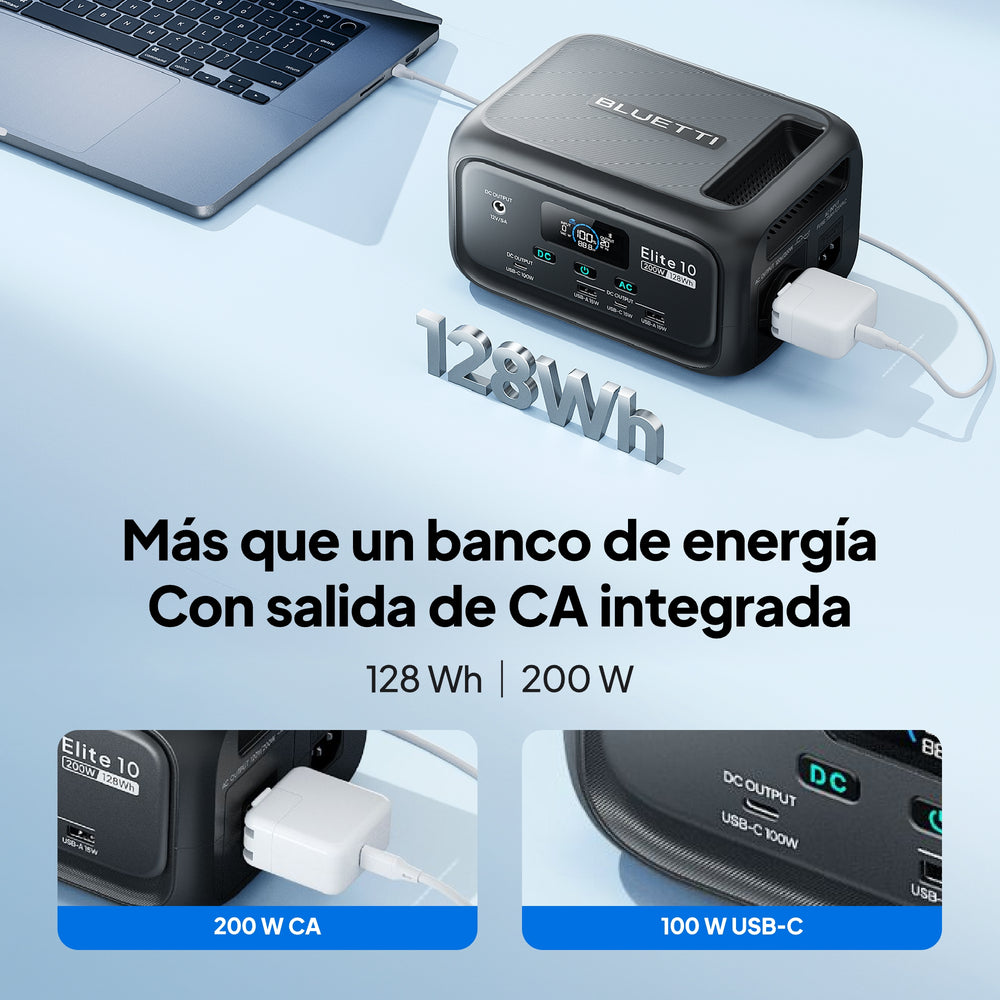 BLUETTI Elite 10 Mini Estación de energía portátil | 200 W 128 Wh