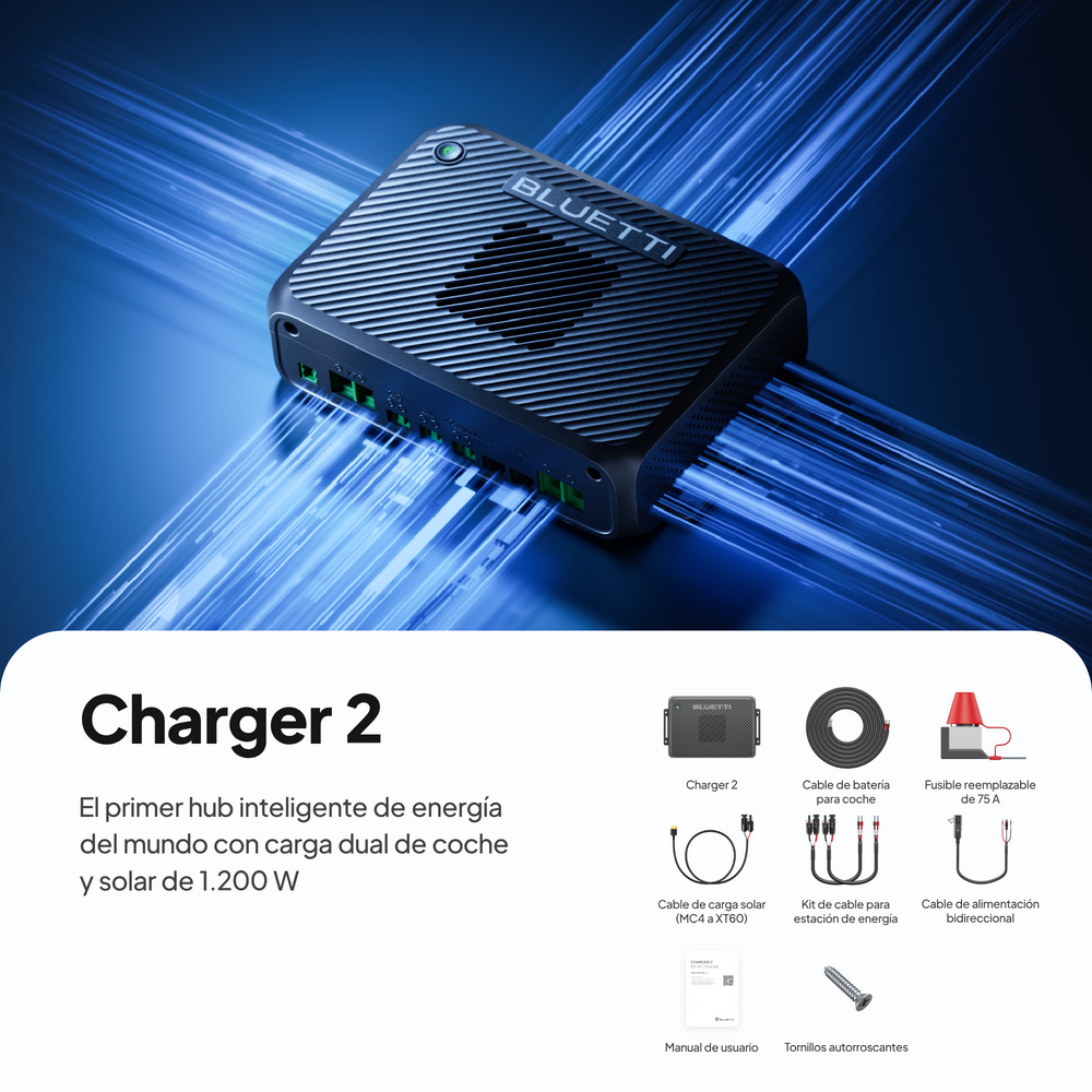 BLUETTI Charger 2 | Cargador DC dual de 1200 W con alternador y energía solar