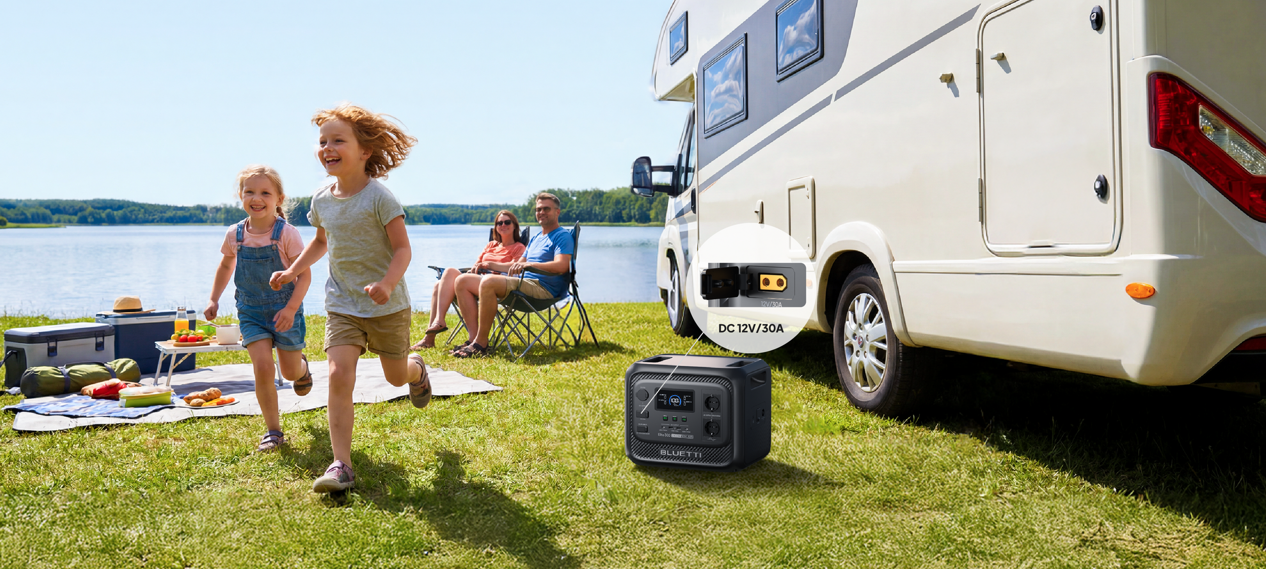 Puerto especial de 12 V/30 A para viajes en RV