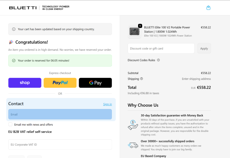 Paso 1: Proporciona el correo electrónico de tu cuenta BLUETTI