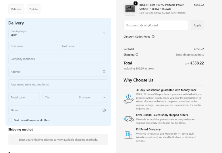 Paso 3: Añade la información de envío